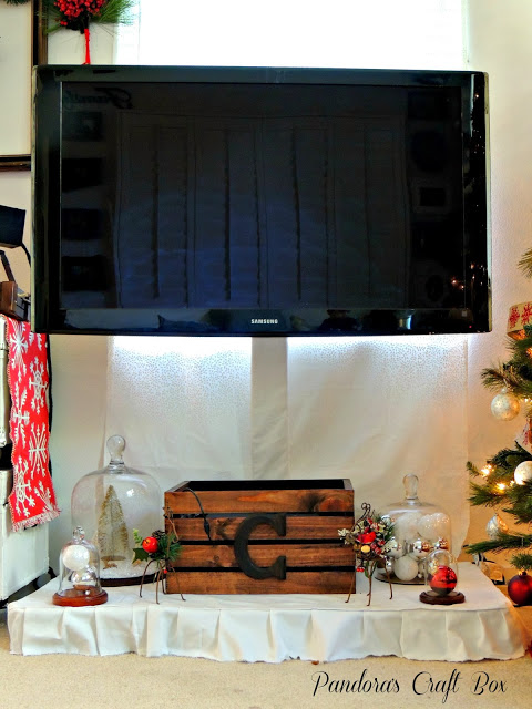 christmas decor, slipcover, slipcover, DIY, tutorial, entertainment system, TV stand, duck fabric