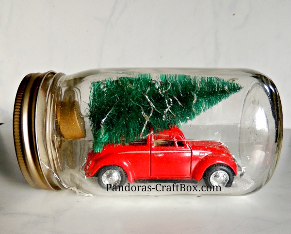 snow globe, snow globe mason jar car, mason jar, christmas decor, christmas, diy, tutorial, tim holtz, christmas lights, lights, flower lights, holiday decor, holiday